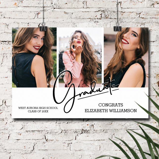 Modern Graduation Congratulations 3 Photo Poster (Graduation Congratulations Modern Photo Poster, INSTANT DOWNLOAD and/or PRINTED)