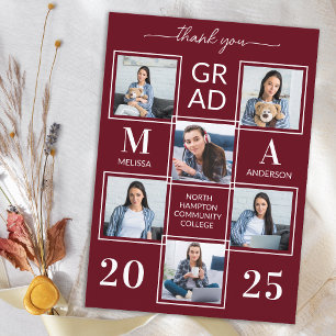 Modern Graduation Custom Graduate 6 Photo Collage Thank You Card