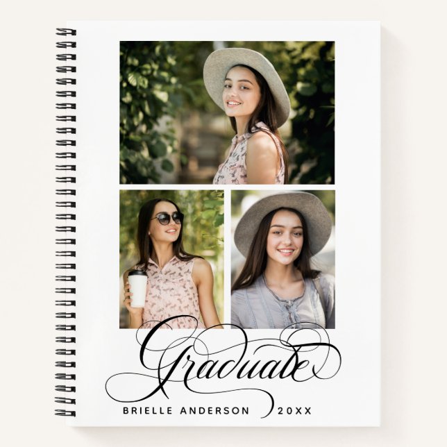 Modern Graduation Elegant Script Photo Guest Book (Front)