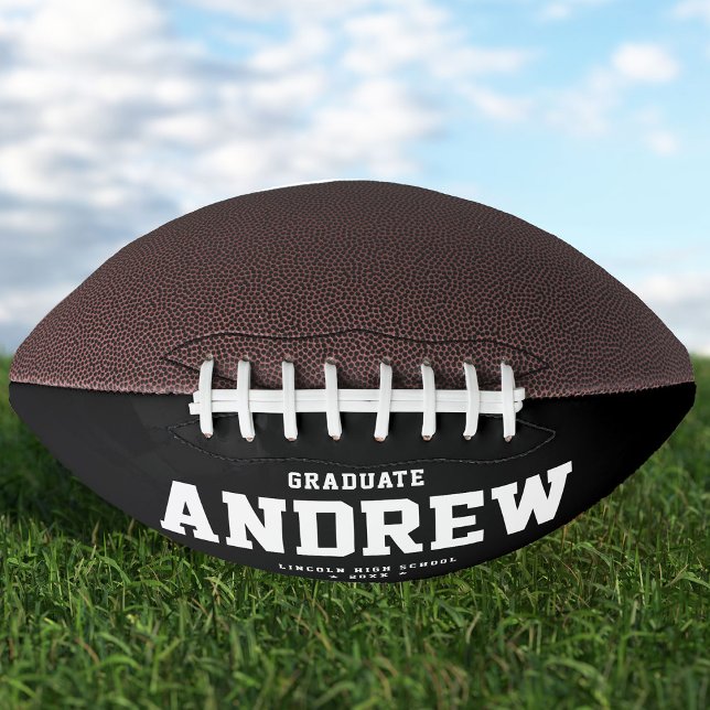 Modern Graduation Gift Cool Black and White Trendy Football (Creator Uploaded)