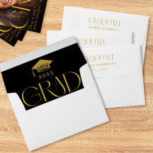 Modern Graduation Gold Black White 