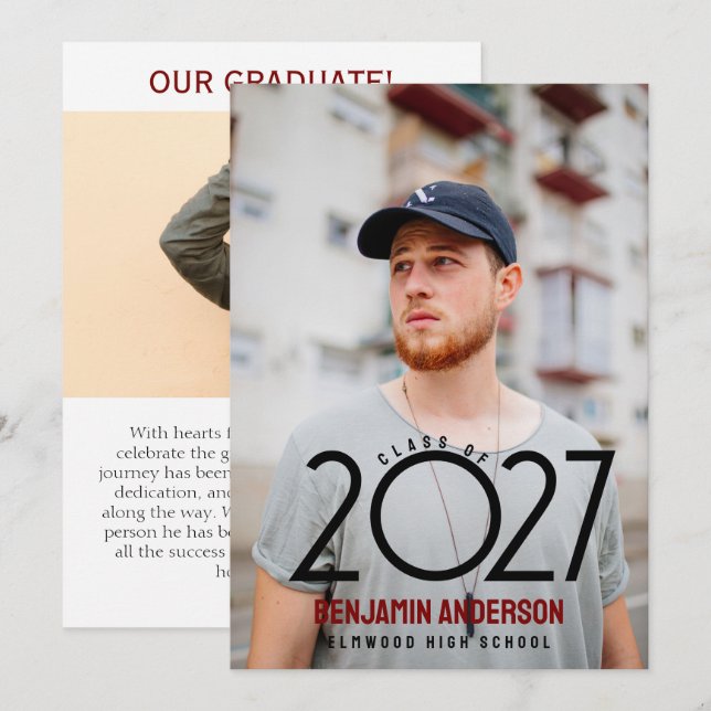 modern graduation grad 2027 announcement (Front/Back)