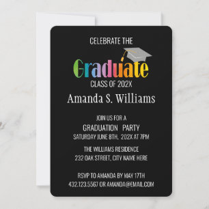 Modern Graduation Grad Cap Party Invitation