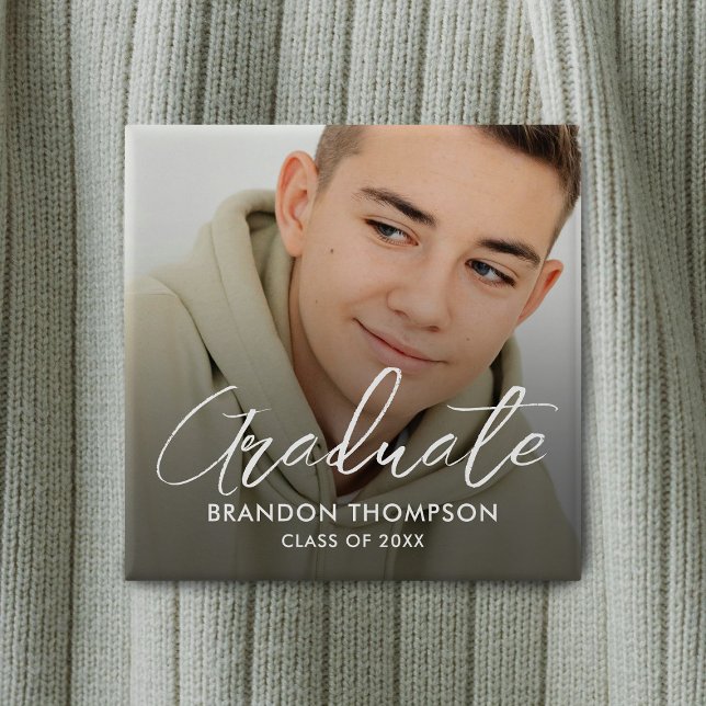 Modern Graduation Graduate Photo 15 Cm Square Badge (Creator Uploaded)