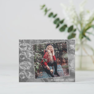 Modern Graduation   Grunge Script Photo Thank You Postcard
