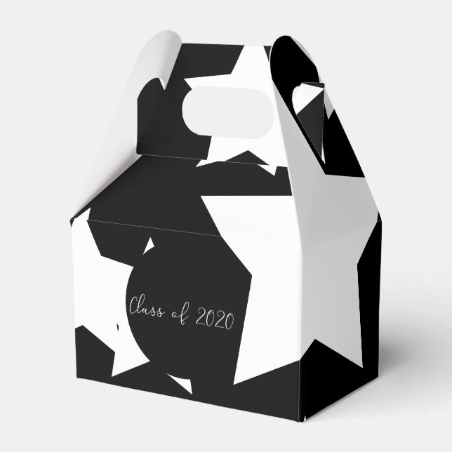 Modern Graduation Huge Star Black White 2020 Grad Favour Box (Front Side)