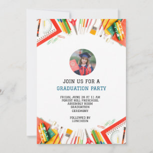 modern graduation kids preschool invitation