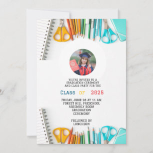 modern graduation kids preschool school invitation