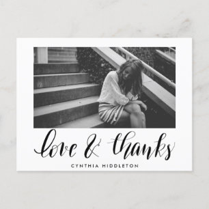Modern Graduation Love And Thanks Typography Photo Postcard