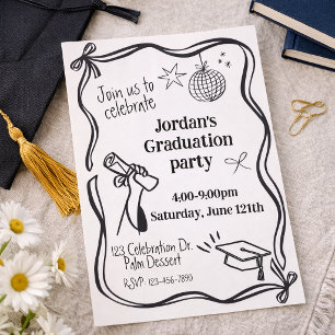 Modern Graduation, Minimalist Grad, Hand drawn Invitation