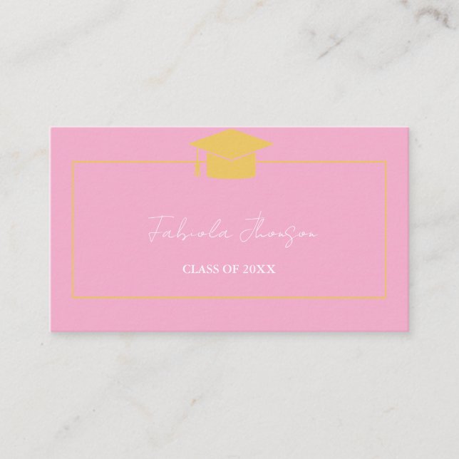 Modern Graduation Name Card Insert Gold Frame (Front)