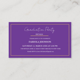 Modern Graduation Name Card Insert Gold Frame