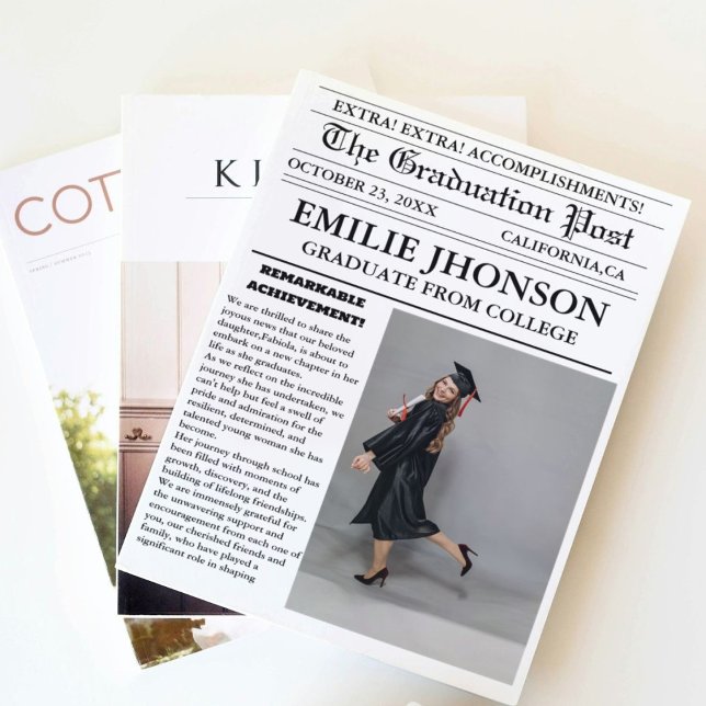 Modern Graduation Newspaper College/ University Invitation (Creator Uploaded)