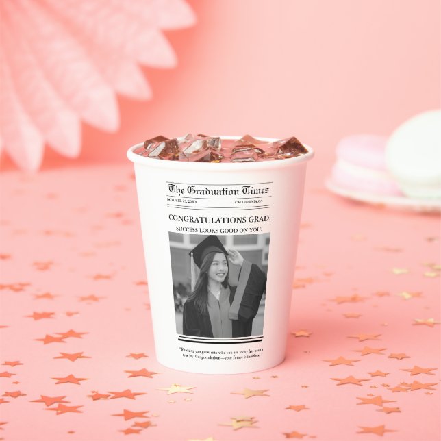 Modern Graduation Newspaper congratulation Paper Cups (Insitu)