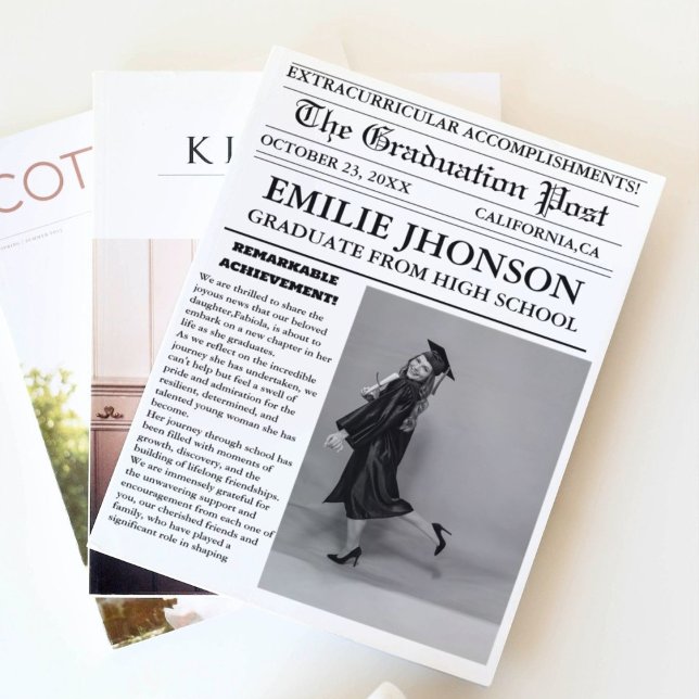 Modern Graduation Newspaper High School Invitation (Creator Uploaded)