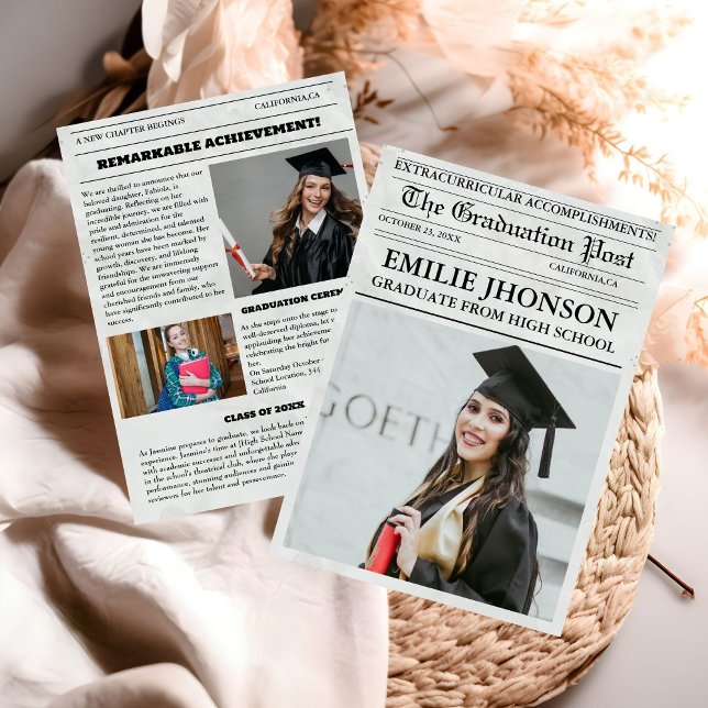 Modern Graduation Newspaper High School Invitation (Creator Uploaded)