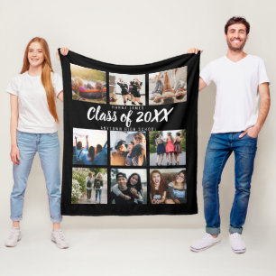 Modern Graduation Nine Instagram Photo Collage Fleece Blanket