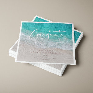 Modern graduation ocean beach script modern napkin