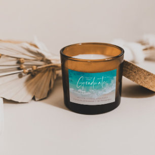 Modern graduation ocean beach script modern rectangular sticker