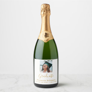Modern Graduation Party 2024 Photo Gold Sparkling Wine Label