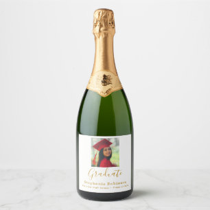 Modern Graduation Party 2026 Photo Gold  Sparkling Wine Label