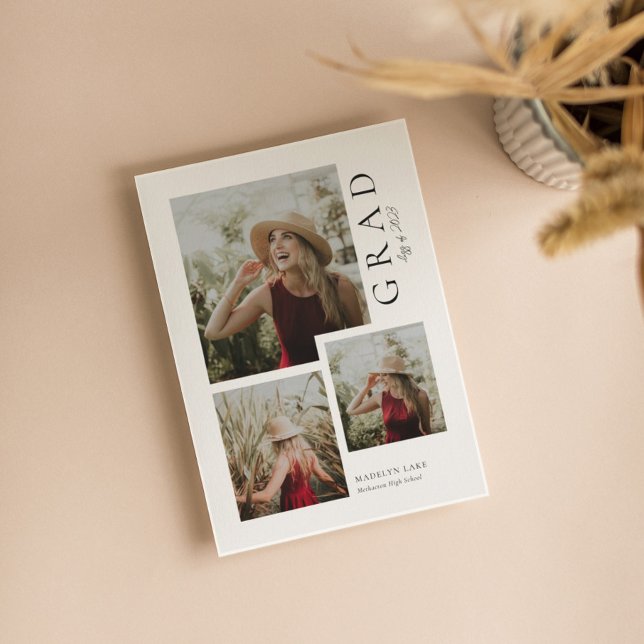 Modern Graduation Party 3 Photo Invitation (Creator Uploaded)