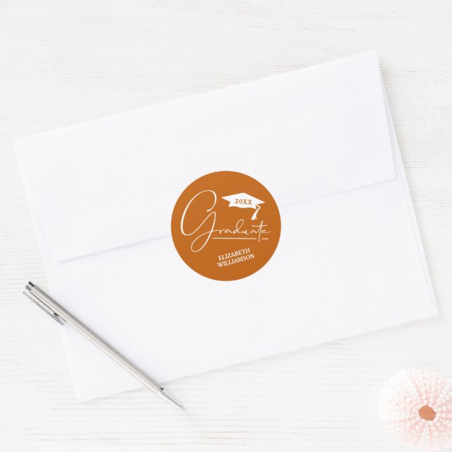 Modern Graduation Party Burnt Orange Envelope Seal (Envelope)