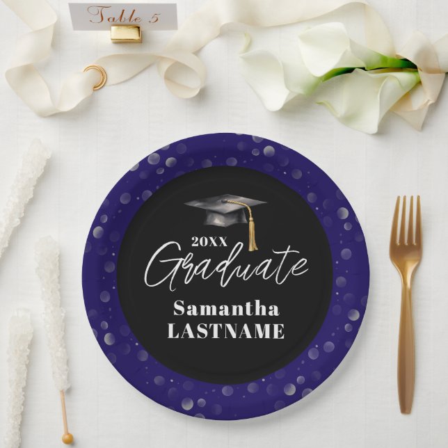 Modern Graduation Party Class of 20XX Custom Paper Plate (Wedding)