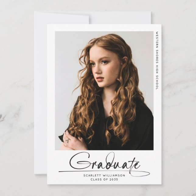 Modern Graduation Party Graduate Photo Script  Announcement (Front)