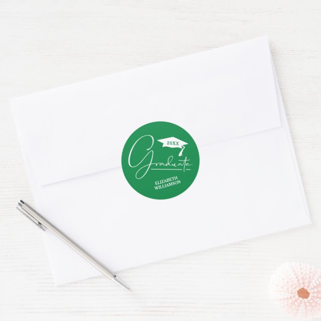 Modern Graduation Party Green Envelope Seal (Envelope)