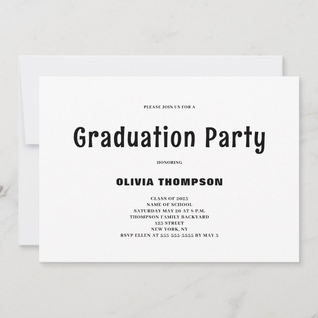 Modern Graduation Party Invitation (Front)