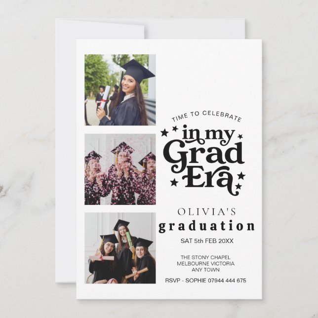 Modern Graduation Party Invitation with Photos (Front)