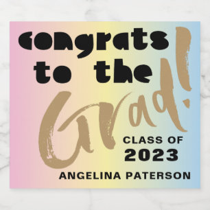 Modern Graduation Party Pastel Colours Sparkling Wine Label