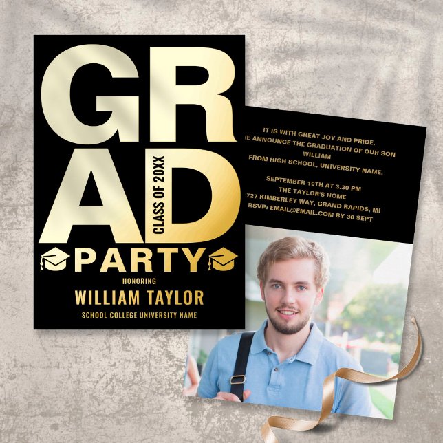 Modern Graduation Party Photo Black And Gold (Creator Uploaded)
