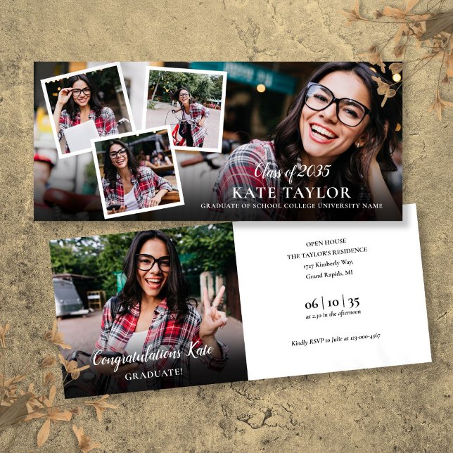 Modern Graduation Party Photo Collage Invitation (Modern Graduation Party Photo Collage Invitation)