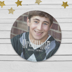 Modern Graduation Party Photo Custom Paper Plate