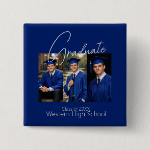 Modern Graduation Party Photo Display 15 Cm Square Badge