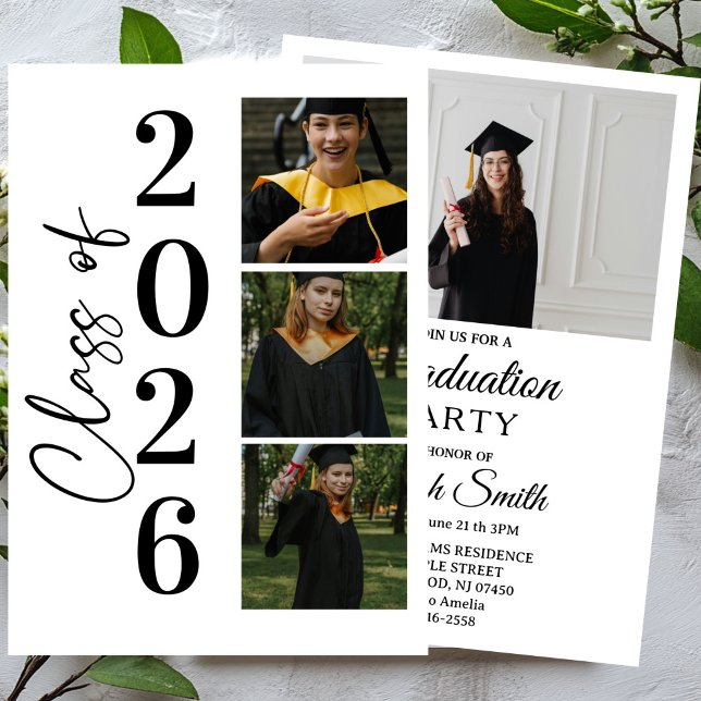 Modern Graduation Party Photo Grad Evite Invitation (Creator Uploaded)