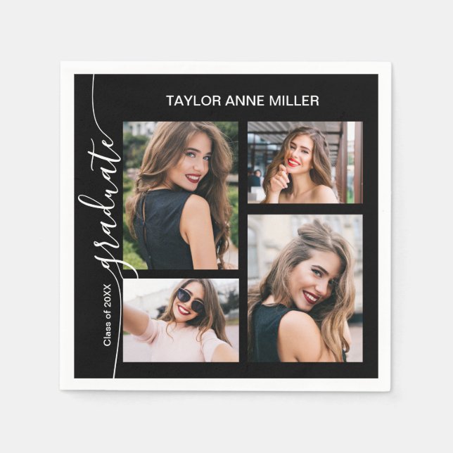 Modern Graduation Party Photo Napkin (Front)
