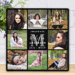 Modern Graduation Personalised 8 Photo Collage Plaque<br><div class="desc">Celebrate your graduate and give a special personalised gift with this custom photo collage graduation plaque. This unique photo collage graduate plaque features a monogram initial, name in script, graduation year and school initials. Customise with 8 of your favourite senior portrait or college photos, and personalise with graduating year, name,...</div>