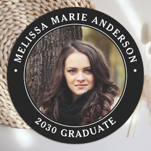 Modern Graduation Personalised Graduate Photo Classic Round Sticker
