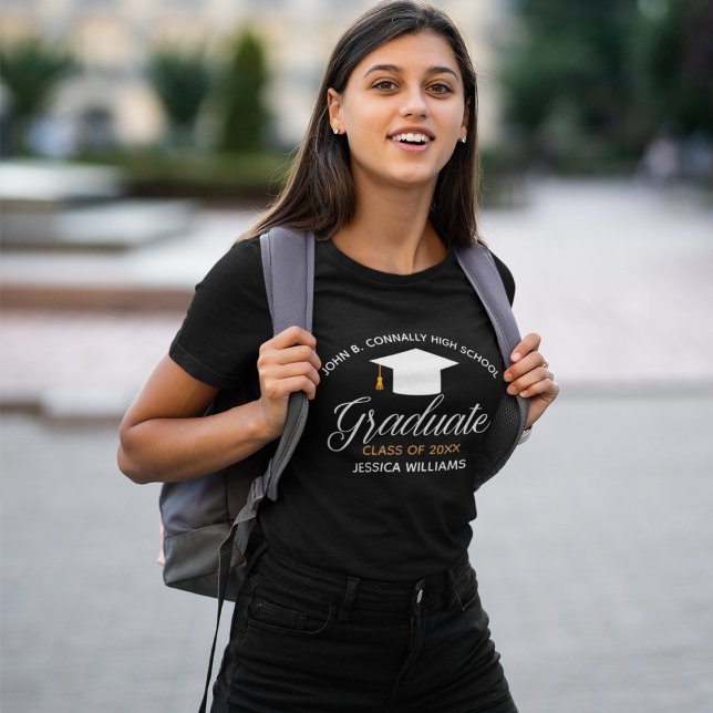 Modern Graduation Personalised Women's Black T-Shirt (Creator Uploaded)