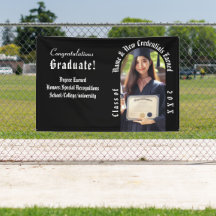 Modern Graduation Photo Announcement Black & White