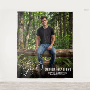 Modern Graduation Photo Booth Backdrop Tapestry