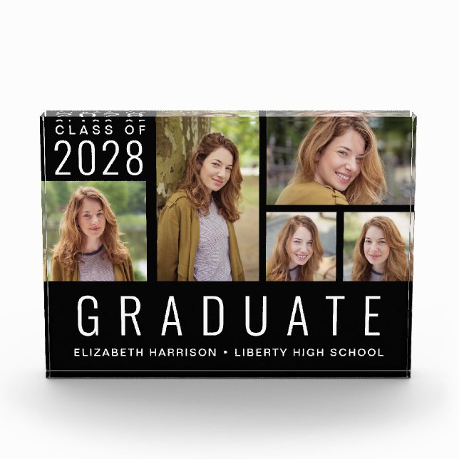 Modern Graduation Photo Collage Black Block (Front)