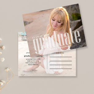 Modern Graduation Photo Custom Announcement Postcard