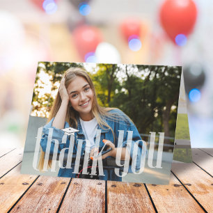 Modern Graduation Photo Custom Thank You Card