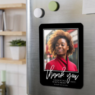 Modern Graduation Photo Elegant Thank You Magnet