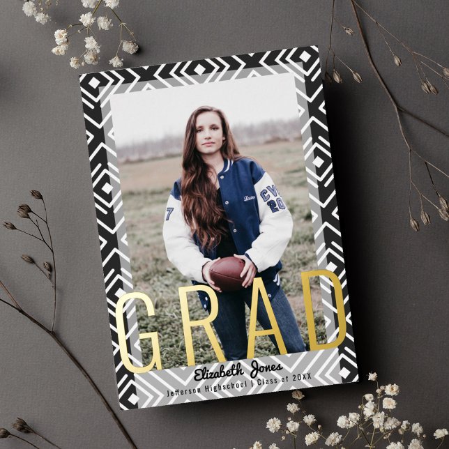 Modern Graduation Photo Foil Invitation (Creator Uploaded)