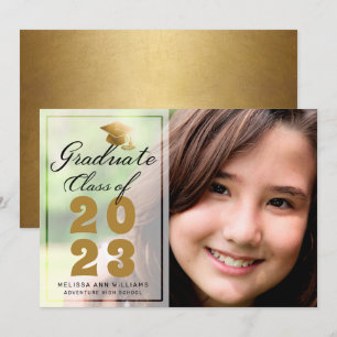 Modern Graduation Photo Gold Black Script 2023 Announcement